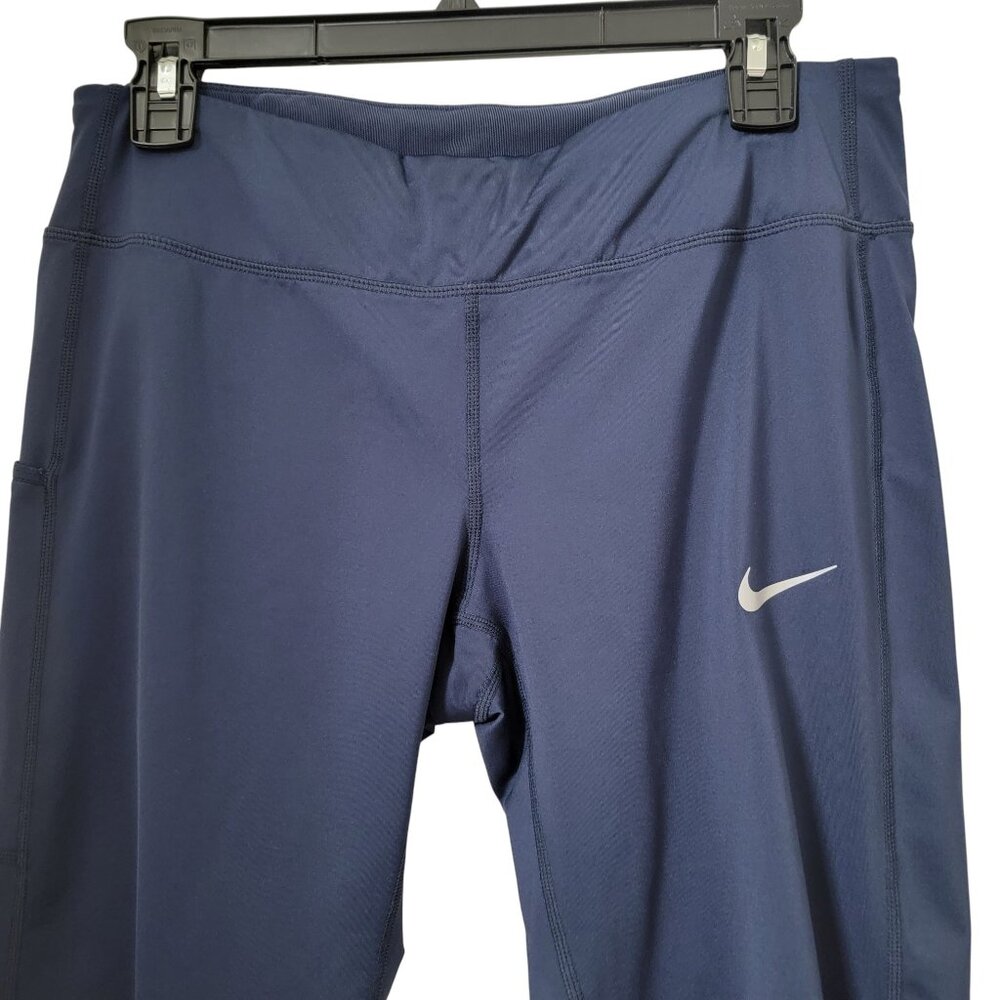 Nike Size L Navy Blue Racer Crop Leggings (Running Essential Crop Capri) - Picture 2 of 15